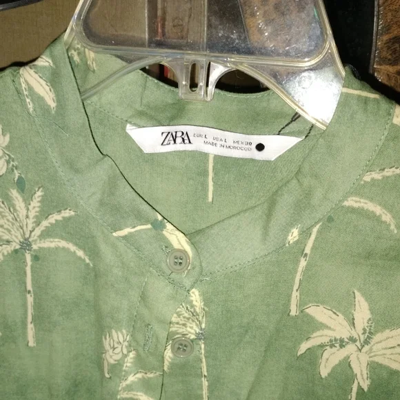 Zara Green Tropical Print Blouse - Picture 2 of 7